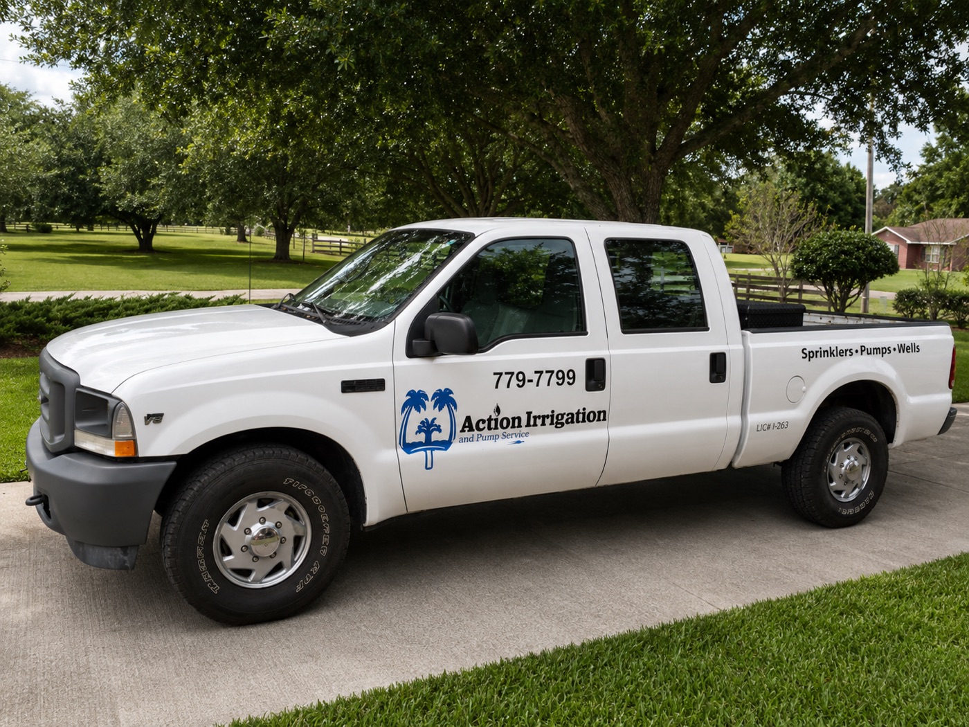 Action Irrigation work truck, Jacksonville FL